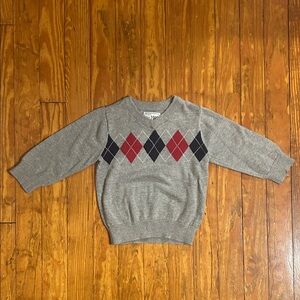 1989 Place Gray and Red Argyle Crewneck Sweater 18-24M Boys